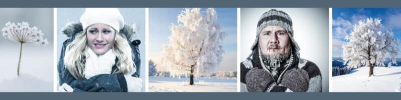 Frierende Menschen Winterlandschaft Frau und Mann